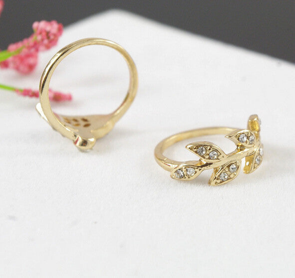 2017 New Cute Sweet Style Crystal Rhinestone 3pcs\set Leaf  Crown Cross Midi Knuckle Finger Joint Rings women