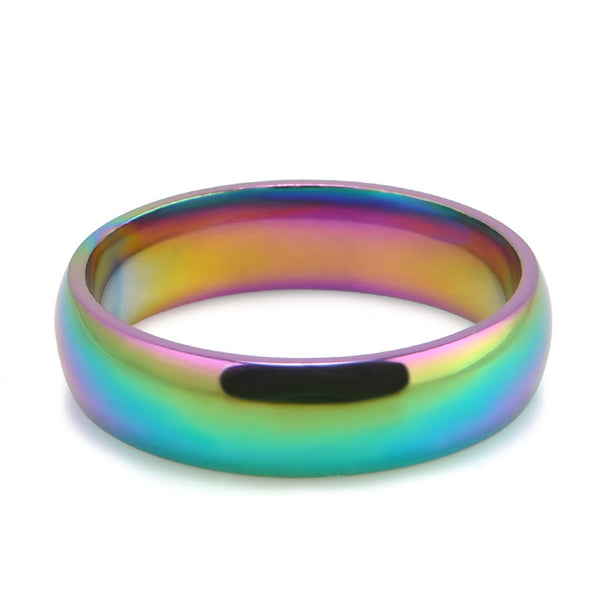 Men Women Rainbow Colorful Ring Titanium Steel Wedding Band Ring