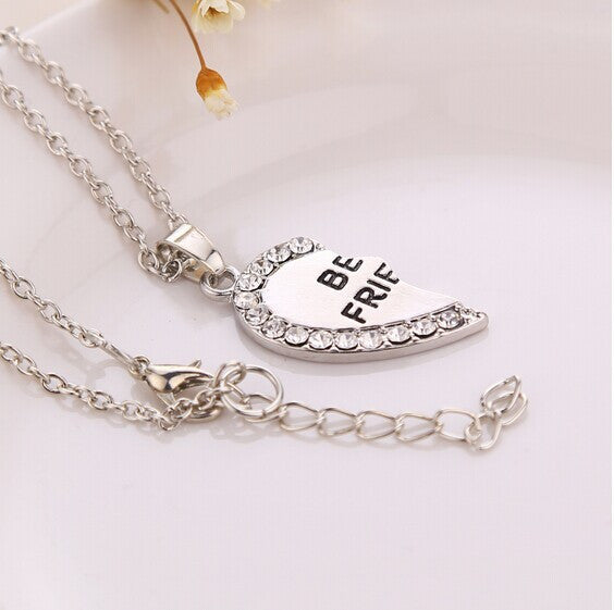 Charming Splice Heart Pendant Best Friend Letter Necklace Women