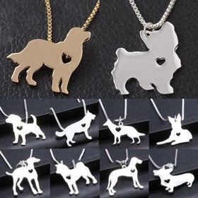 Cute Pet Dog Family Stroll Design pendant necklace Fashion Women Charming Alloy Chain