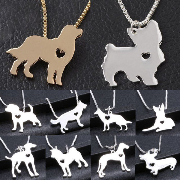 Cute Pet Dog Family Stroll Design pendant necklace Fashion Women Charming Alloy Chain