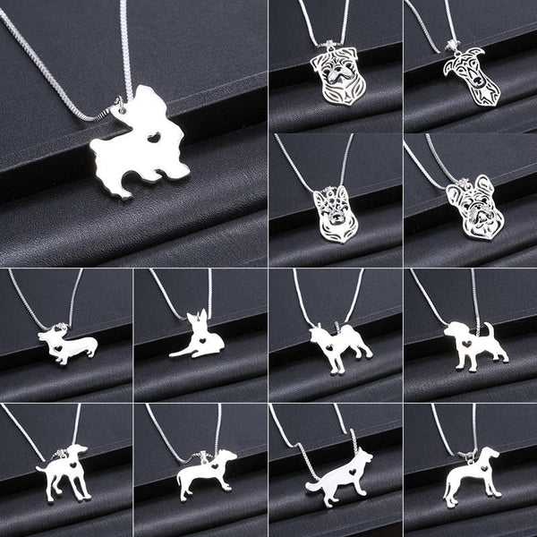 Cute Pet Dog Family Stroll Design pendant necklace Fashion Women Charming Alloy Chain