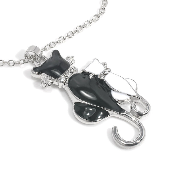 Cute Double Kitty Design pendant necklace Fashion Women Charming Alloy Chain