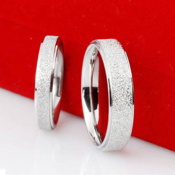 New Romatic Dull Polish Love Stainless Steel Couple Rings Classic Mens Silver Gold Wedding Rings