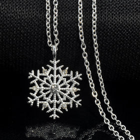 Fashion Charms lady Crystal Snowflake Zircon Flower Silver Plated Necklaces & Pendants for Women