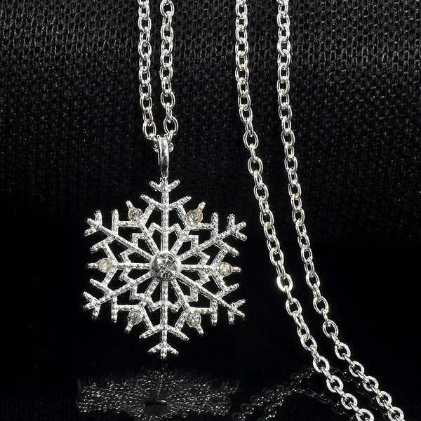 Fashion Charms lady Crystal Snowflake Zircon Flower Silver Plated Necklaces & Pendants for Women