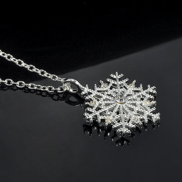 Fashion Charms lady Crystal Snowflake Zircon Flower Silver Plated Necklaces & Pendants for Women
