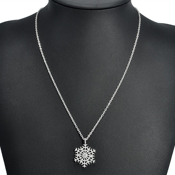Fashion Charms lady Crystal Snowflake Zircon Flower Silver Plated Necklaces & Pendants for Women