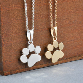 Fashion Cute Pets Dogs Footprints Paw Chain Pendant Necklace Jewelry for Women Sweater