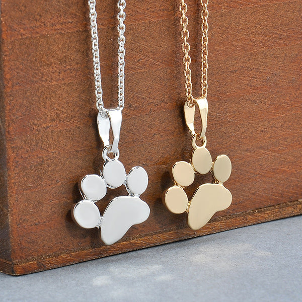 Fashion Cute Pets Dogs Footprints Paw Chain Pendant Necklace Jewelry for Women Sweater