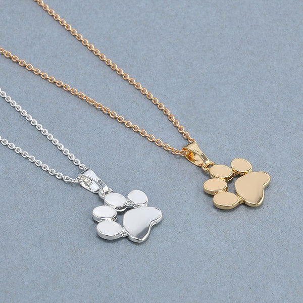 Fashion Cute Pets Dogs Footprints Paw Chain Pendant Necklace Jewelry for Women Sweater