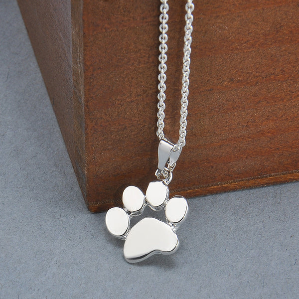 Fashion Cute Pets Dogs Footprints Paw Chain Pendant Necklace Jewelry for Women Sweater