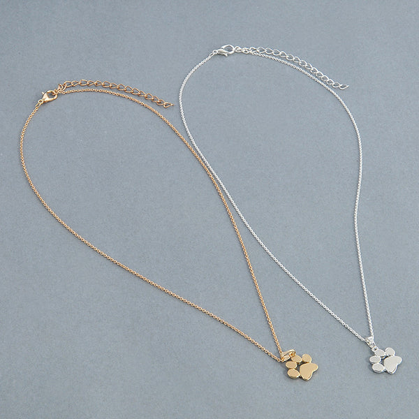 Fashion Cute Pets Dogs Footprints Paw Chain Pendant Necklace Jewelry for Women Sweater