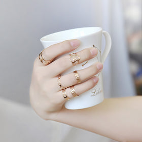 Fashion 6pcs/Set  Sweet Hearts Rings Stackable Midi Ring Set Of Rings for Women Party