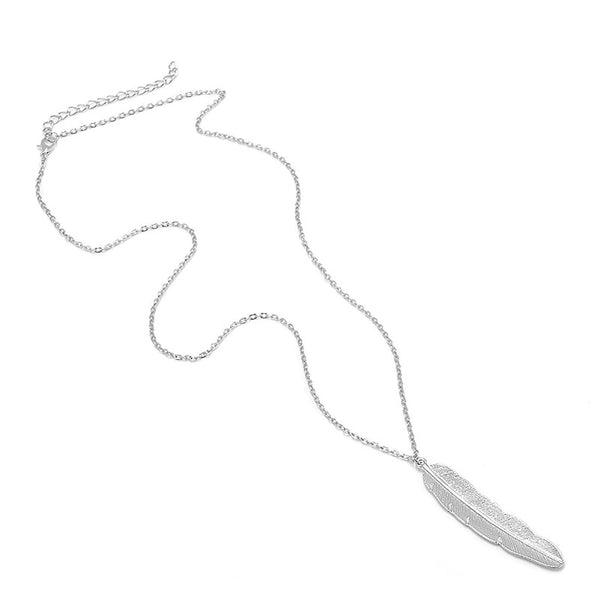 Fashion Feather Pendant Necklace Silver and Gold Color Girl Chain for women