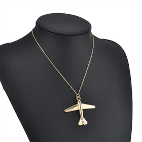 Fashion Stereo Plane Pendant Chain Necklaces & Pendants Gold Color Women Jewelry Accessories