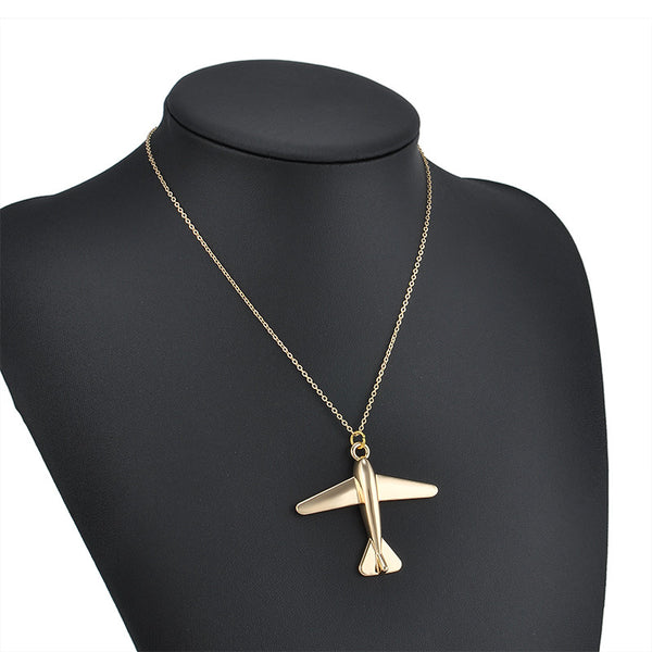 Fashion Stereo Plane Pendant Chain Necklaces & Pendants Gold Color Women Jewelry Accessories