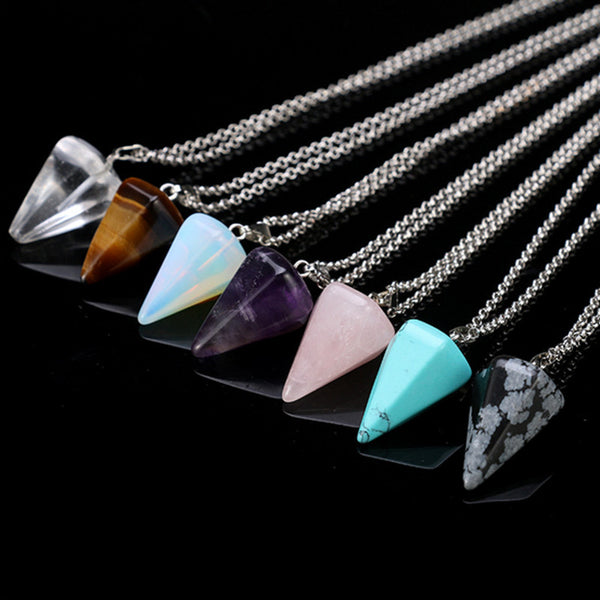 New Natural stone Quartz stone pendant Chain necklace Women