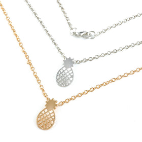 Yanqueens Fashion Gold color Pierced Pineapple Pendant Chain Necklace Women