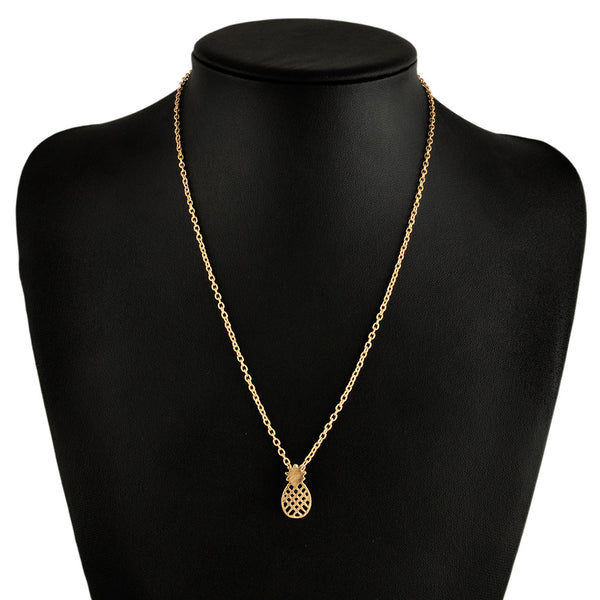 Yanqueens Fashion Gold color Pierced Pineapple Pendant Chain Necklace Women