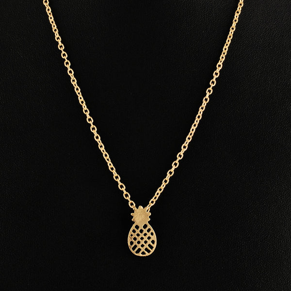 Yanqueens Fashion Gold color Pierced Pineapple Pendant Chain Necklace Women