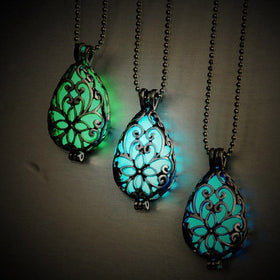 2017 New Piercing Night Light luminous stone Fluorite Drop Pendant Necklace Women