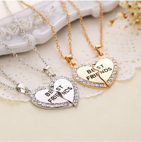 Charming Splice Heart Pendant Best Friend Letter Necklace Women
