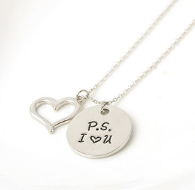 Fashion New Jewelry "PS love you" Letter Pendant Necklace Circle women Love Gifts