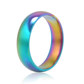 Men Women Rainbow Colorful Ring Titanium Steel Wedding Band Ring